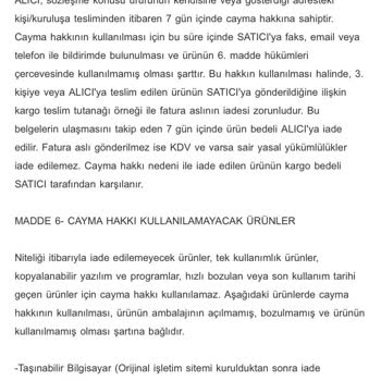 Tuvidxxl Mesafeli Satış Cayma Hakkımı Elimden Almaya Çalışıyor