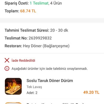 Trendyol Yemek Yemeğim Teslim Edilmemesine Rağmen Ücretimi Vermiyor!