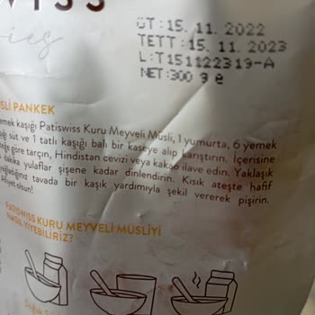Patiswiss Marka Müsli İçinde Yabancı Madde Bulunması