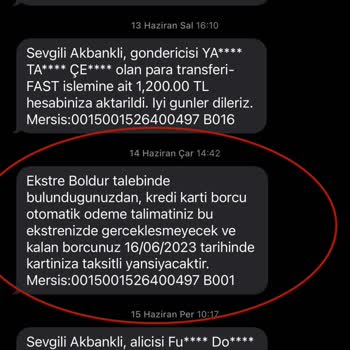 Akbank SMS İle Beyan Ettiği Halde Ekstremi Bölmedi
