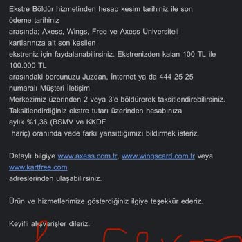 Akbank SMS İle Beyan Ettiği Halde Ekstremi Bölmedi