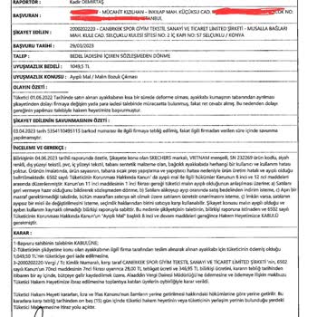 Sporjinal Hakem Heyeti Kararı İle İade Kabulü Olan Ayakkabımı Almıyor