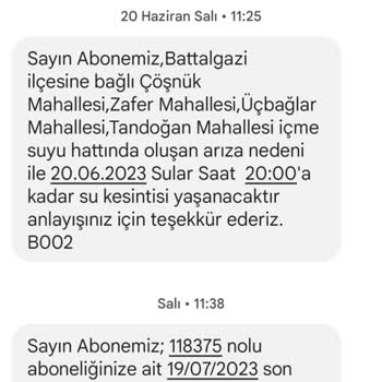 Malatya Büyükşehir Belediyesi Su Faturası Hatası