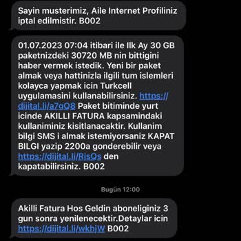 Turkcell Akıllı Fatura İptali