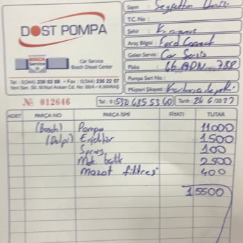 Kahramanmaraş Dost Pompa Takmadığı Bosch Marka Mazot Pompası