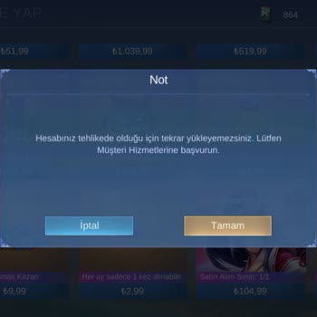 Mobile Legends Elmas Yükleme Hatası