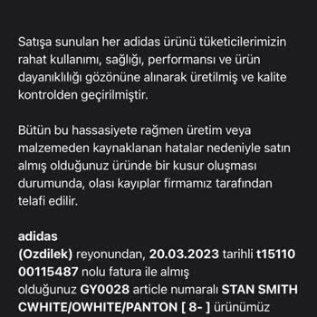 2 Aylık Adidas Stan Smith Ayakkabıda Açılma Sorunu