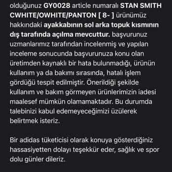 2 Aylık Adidas Stan Smith Ayakkabıda Açılma Sorunu