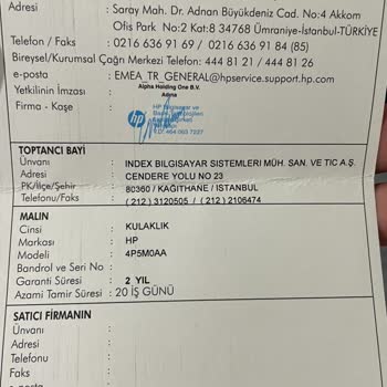 HP Türkiye Garanti Hizmeti Vermiyor