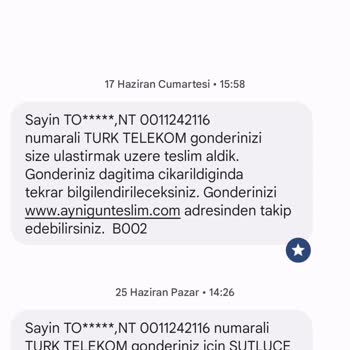 AGT Kurye (aynigunteslim.com) Sim Kartımı Getirmedi
