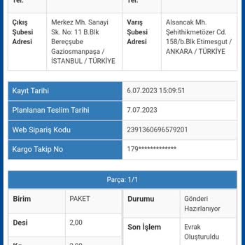 Sürat Kargo'nun Desiyi Hesaplamadan Sisteme Girmesi