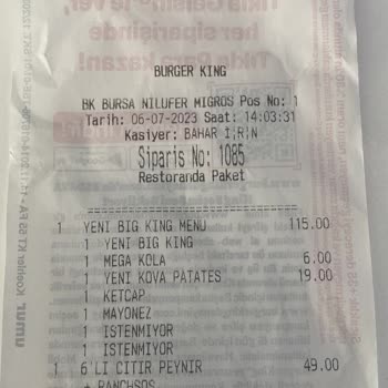 Burger King Sipariş Ürün Eksikliği