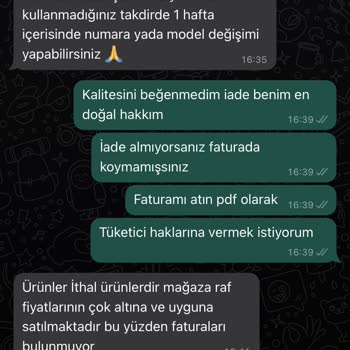 Vega Spor İade Kabul Etmiyor