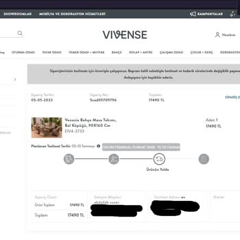 Vivense.com Dan Aldığım Ürün 2 Ayı Geçti Halen Gelmedi