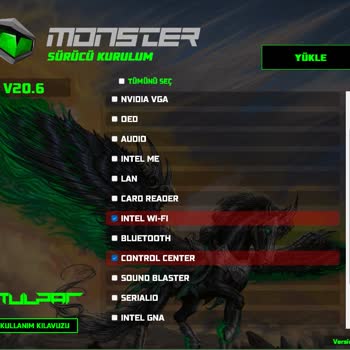Monster Notebook İntel Wi-fi Ve Control Center Yüklerken Hata Veriyor