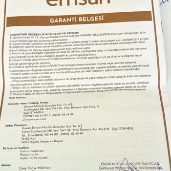 Emsan Bella Gusto Kahve Makinesi Arızalı Geldi. Suyu Isıtmıyor.