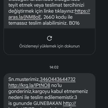 Aras Kargo Günebakan Şubesi Kargo Teslim Etmiyor