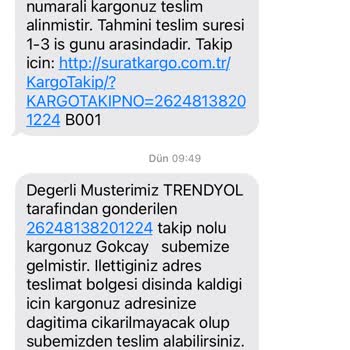 Sürat Kargo Teslimatının Yapılmaması