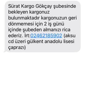 Sürat Kargo Teslimatının Yapılmaması