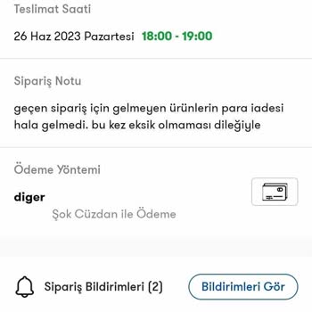 Cepte Şok Kurye Olmaması Sorunu