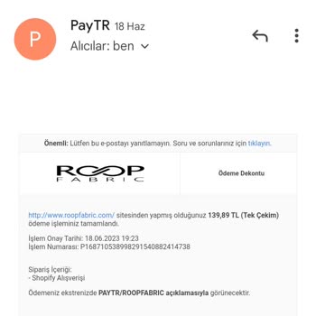 Roop Fabric Satın Aldığım Ürün Henüz Gönderilmedi.