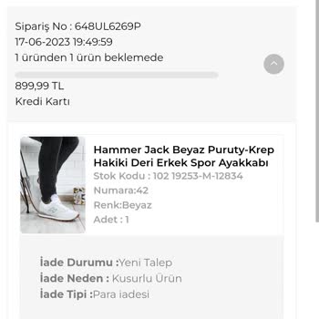 Hammer Jack Para İadesi Yapılmadı