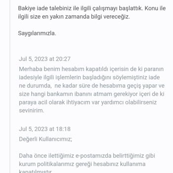Papara Hesabımın İçinde Ki Para İade Edilmiyor