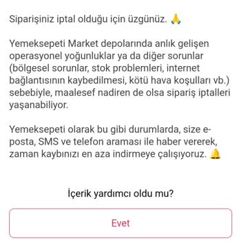 Yemeksepeti Market Sipariş Süresi, Saatlerce Gelmemesi