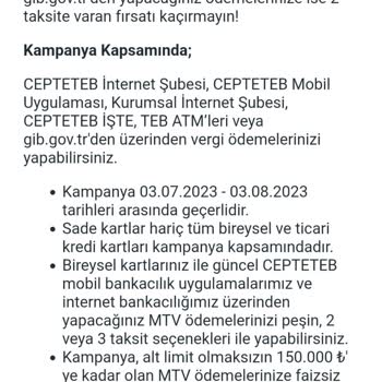 TEB Taksit Kampanya Aldatmacası