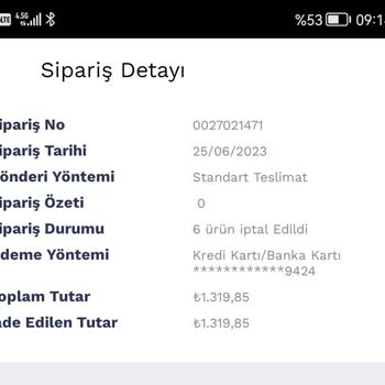 Penti İndirimli Sattığına Pişman Olduğundan Alışverişimi İptal Etti.