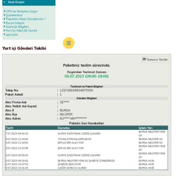 UPS Türkiye Kargomun Teslim Edilmemesi