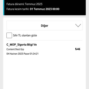 Vodafone İradem Dışında Faturama Content Dest Grup Ödemesi Yansıttı