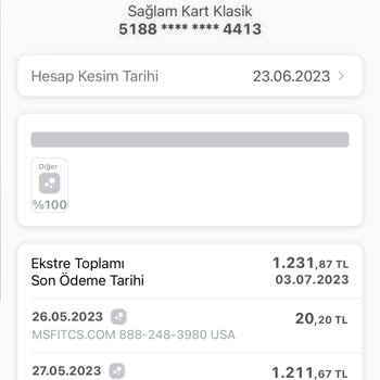 Kuveyt Türk Kredi Kartından Çekilen Para.