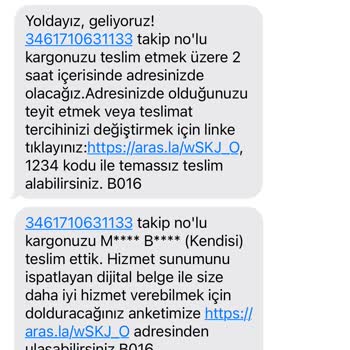 Aras Kargo Kendisine Teslim Edildi SMS İne Rağmen Teslim Edilmeyen Kargo