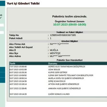 UPS Türkiye Hizmet Vermediği Bölge İçin Kargo Teslim Alması