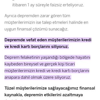 Garanti BBVA Depremde Vefat Edenlerin Borçları