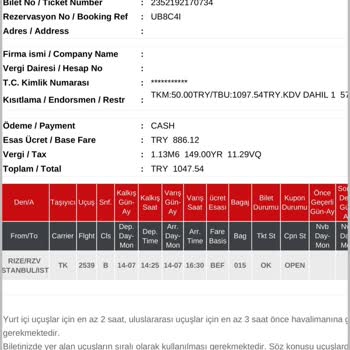 Gültepe Turizm Yazıl -THY Aldatması