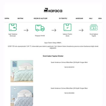 Karaca Home İade Ettiğim Ürünün Hala Parasını Ödemedi!