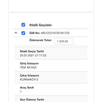 HGS İhlal Geçiş Cezası