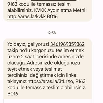 Aras Kargo Gelmeyen Kargo Ama Teslim Edildiği Gözüken