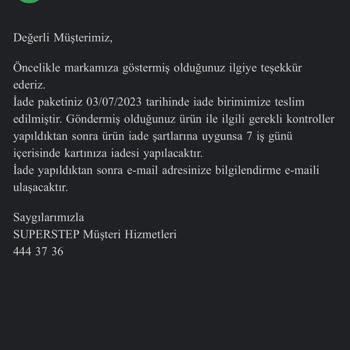 SuperStep Firma Günlerdir İademi Yapmıyor