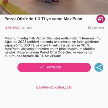 İş Bankası Maximum Mobil Kampanya Durumu Bildirimi