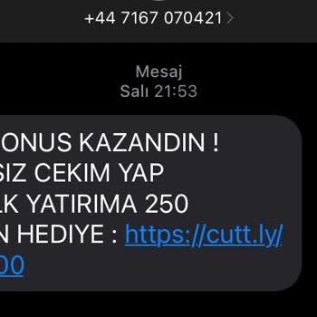 Vodafone +44 Lü Numaralardan SMS Geliyor