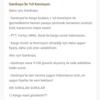 Gardrops Uygulaması Satıcıdan Komisyon Alıyor