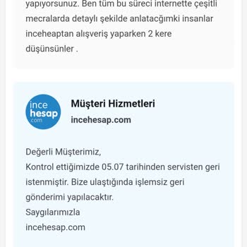 İncehesap Garantisi Devam Eden Ürünü Kullanıcı Hatası Diye Onarmamakta