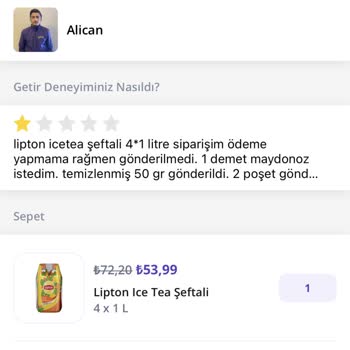 Getir Büyük İade Paramı Eksik Yatırdı