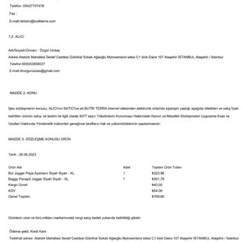 Butik Terra İsimli Firmadan Aldığım Pantolonların Gönderilmemesi