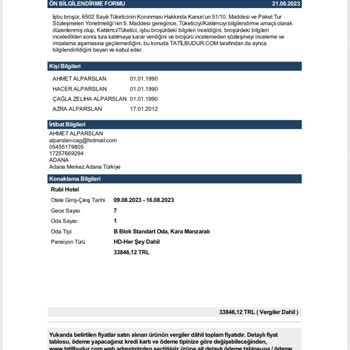 Rubi Hotel Tüketici Memnuniyeti/ Müşteri Memnuniyeti