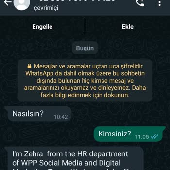 WhatsApp'dan Yabancı Bir Numara Bana Mesaj Yazıyor.