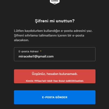 Epic Games Giriş Yaparken Hesap Bulunamadı